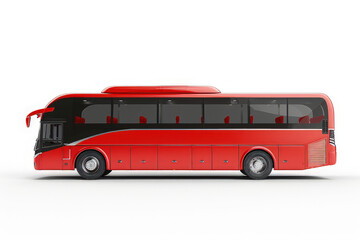 A side view of a modern red bus designed for passenger transport.