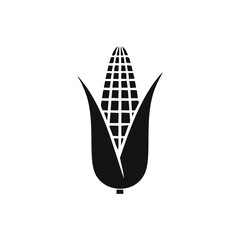 Black Corn Cob Icon on White Background maize grain