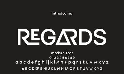 Modern Bold Font. Regular and Number Typography urban style alphabet fonts for fashion, sport, technology, digital, movie, logo design, vector illustration.