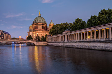 The Berlin Cathedral and parts of the Museum Island at dusk