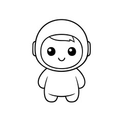 Clean outline drawing of a cartoon doll minimalistic design for coloring page