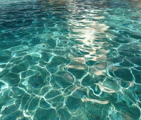 Obraz premium Turquoise water surface, rippled, sunlight reflections