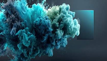 Abstract ink explosion in teal and grey hues