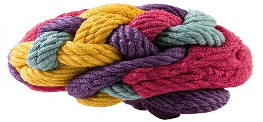 Colorful braided rope knot resembling a brain