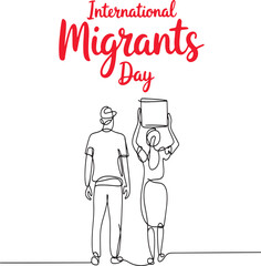 Artistic Rendition of International Migrants Day with Two Figures Carrying a Burden Together