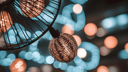 blending with geometric overlays and soft bokeh light trails in motion