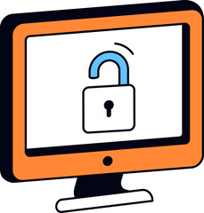 Computer Display with Padlock Security Vector Icon