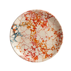 Round plate with marbled design
