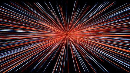 tunnel of colored light trails and random geometric bursts