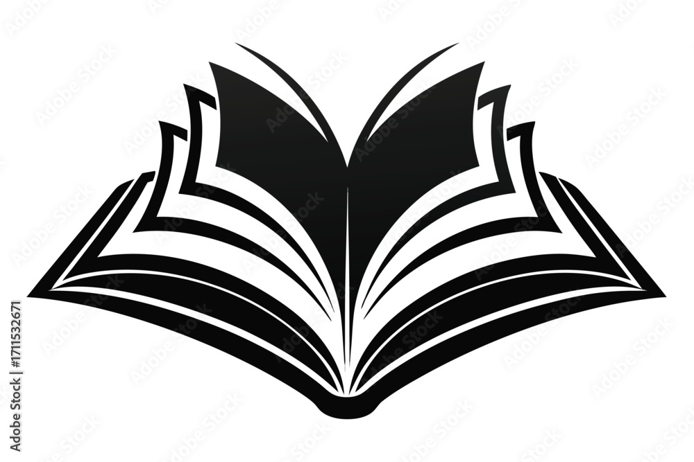 Poster open book design with intricate pages showcasing creativity and knowledge through simple elegance