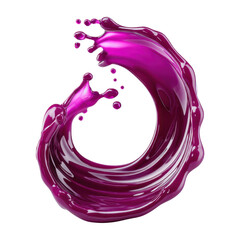 Dramatic purple grape juice splash studio visual art high contrast close-up rich saturation effect isolated on transparent background.