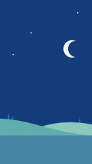 Obraz premium Minimalist Frozen Meadow Horizon With Crescent Glow