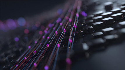 with hexagonal patterns, glowing fiber threads, and surreal color distortions