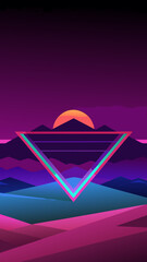 Naklejka premium Neon Horizon Glowing Over Prism Shaped Desert Dunes