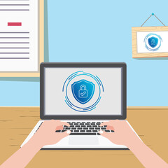 Hands Typing on Laptop with C...