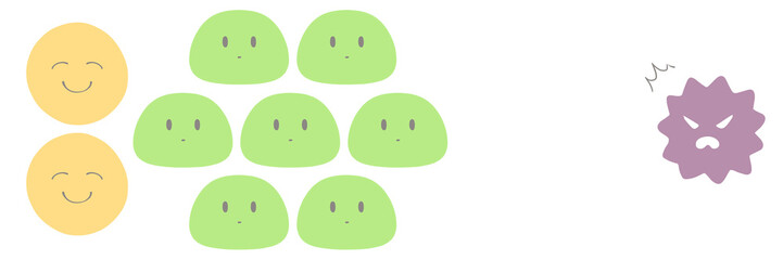 腸内細菌のイラスト　善玉菌に味方する日和見菌