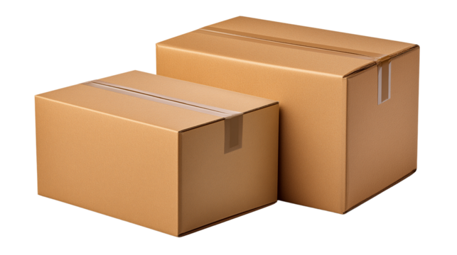 Boxes of Commerce: Two cardboard boxes stand as a symbol of commerce, featuring detailed textures. Capturing the simplicity and essential role of packaging.