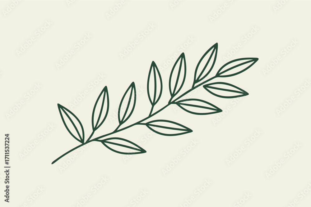 Poster elegant green leaf design featuring simple lines and shapes on a soft background