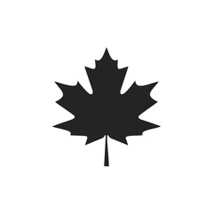 Fototapeta premium Black Silhouette of a Maple Leaf on White Background
