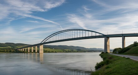 Fototapeta premium Modern bridge over river landscape
