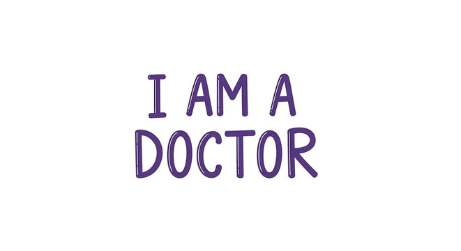 Proud declaration of being a medical professional with bold purple text on a white background