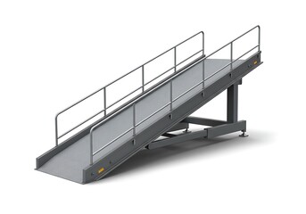 スロープ型搬送台車　シンプルデザインのグレー色　3Dレンダリング