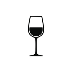 Black silhouette of a wine glass with dark liquid black and white