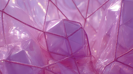 background with reflective surfaces, twisted wires, and floating geometric fragments