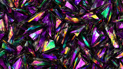 background with reflective surfaces, twisted wires, and floating geometric fragments