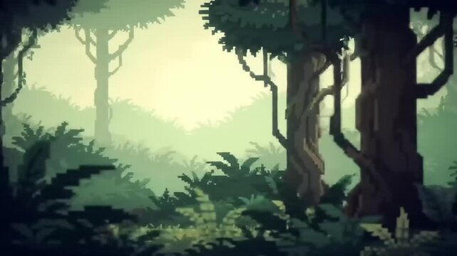 Pixel art forest scene