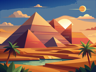 landscape vector illustration pyramids of giza egypt