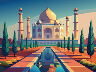 taj mahal india building vector illustration