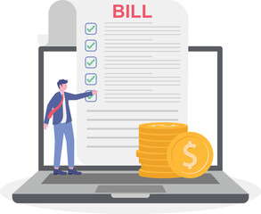 Bill of sale, licensing contract, dealership concept with tiny people. Business documents vector illustration set.
