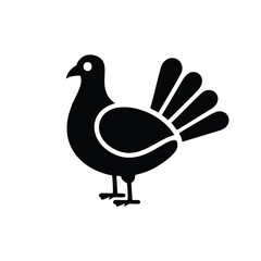 Silhouette of a pigeon with fanned tail feathers dove