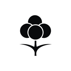 Simple black icon of a cotton plant on white Keywords: cotton, plant, icon, symbol, silhouette