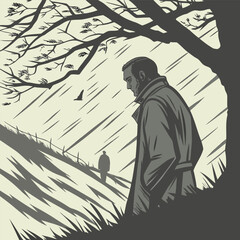 vector illustration of a scary halloween witch