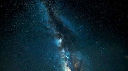 Obraz premium Dazzling Milky Way Starry Sky Landscape: Interstellar Wonder Under Deep Night Sky