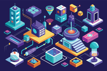 Obraz premium Digital art showcasing a futuristic cityscape with technology and architecture in vibrant colors