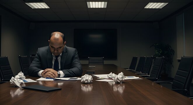 Businessman working alone in conference room