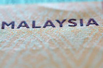 Close-Up View of the Word Malaysia on Fabric Texture Background