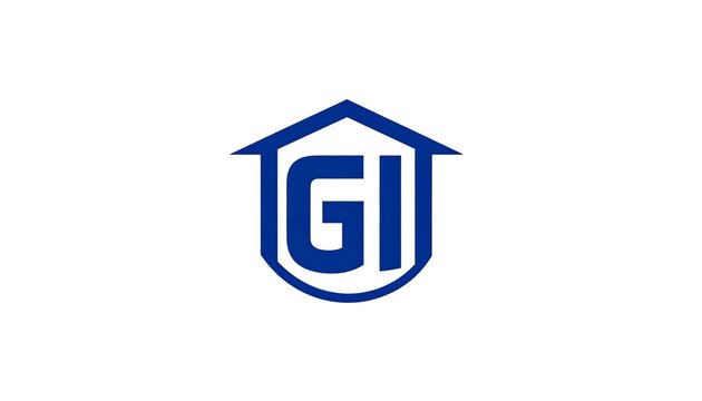 Abstract logo, initials G I, house-like shape