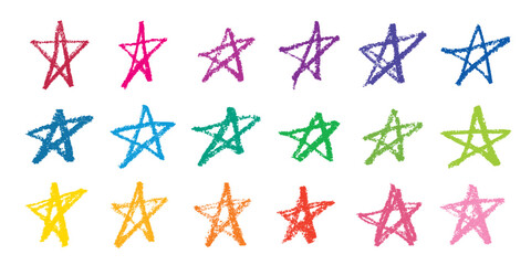 Set of simple hand drawn star illustration Cute scribble doodle clipart Single element for print, web, design, decor