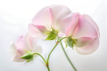 Fototapeta premium Delicate Pink Sweet Pea Blossoms in Soft Focus
