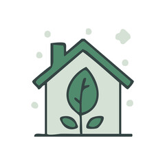 Eco house icon PNG isolated on transparent background &ndash; green building, sustainable home, renewable energy, eco friendly architecture, environment