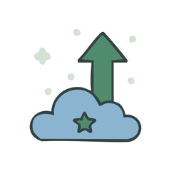Cloud growth icon PNG isolated on transparent background &ndash; business development, innovation, data growth, technology, digital progress, success