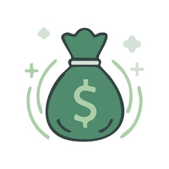 Money bag icon PNG isolated on transparent background &ndash; finance, wealth, profit, savings, investment, banking, business economy