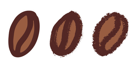Set of simple hand drawn coffee bean Drink doodle Single element for print, web, design, decor