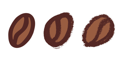 Set of simple hand drawn coffee bean Drink doodle Single element for print, web, design, decor
