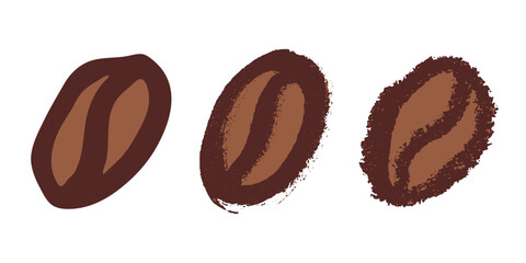 Set of simple hand drawn coffee bean Drink doodle Single element for print, web, design, decor