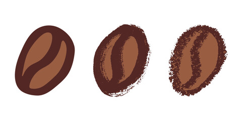 Set of simple hand drawn coffee bean Drink doodle Single element for print, web, design, decor
